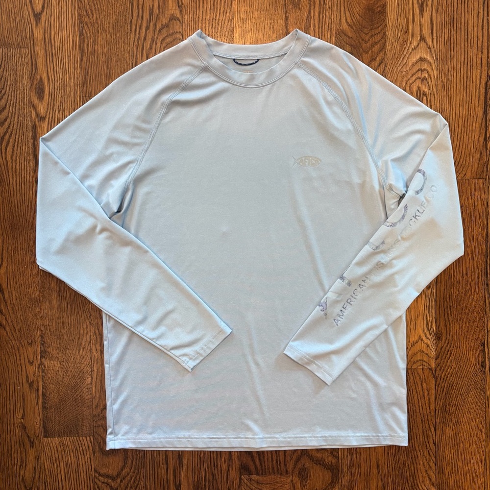 AFTCO Performance Fishing Long Sleeve Shirt Men’s Small Light Blue